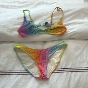 Rainbow velvet triangl bikini set